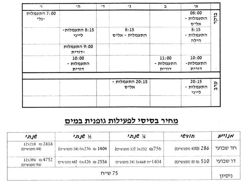 מערכת פעילות גופנית במים נשים